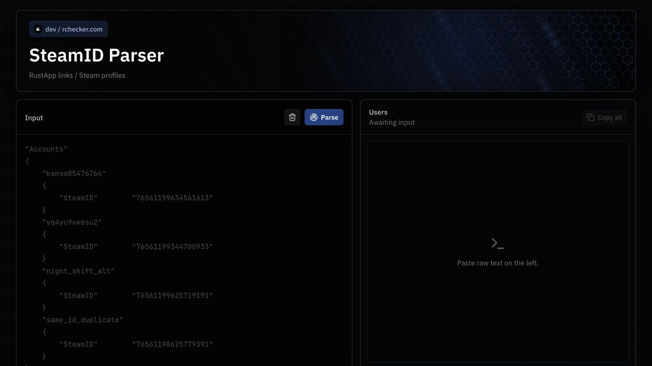 SteamID Parser: application screenshot