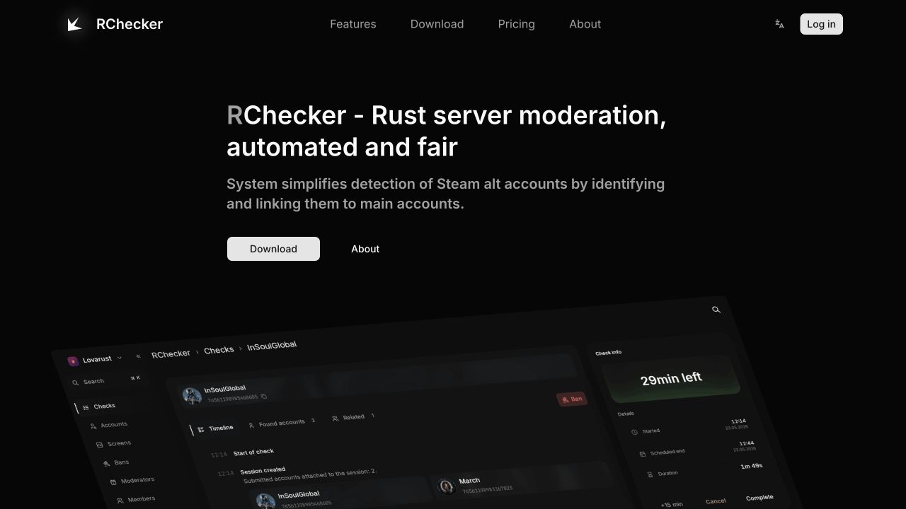 RChecker: application screenshot